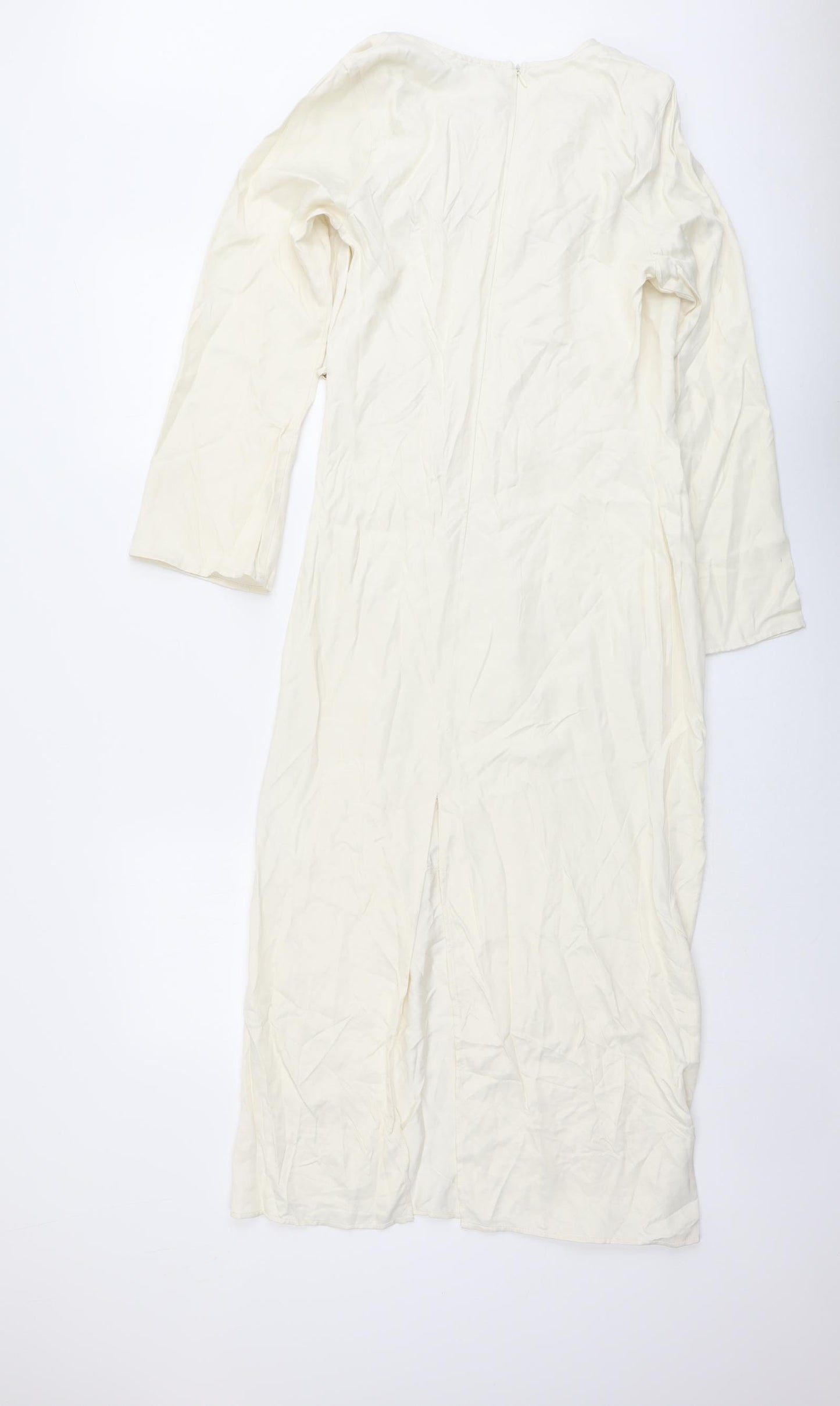 Zara Womens Beige Viscose A-Line Size XS Cowl Neck Zip