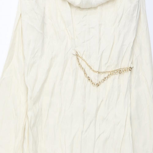 Zara Womens Beige Viscose A-Line Size XS Cowl Neck Zip