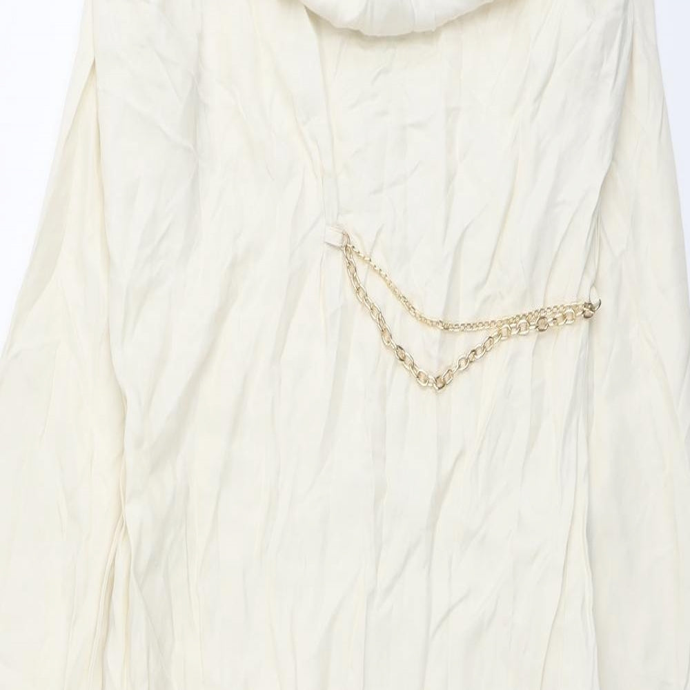 Zara Womens Beige Viscose A-Line Size XS Cowl Neck Zip