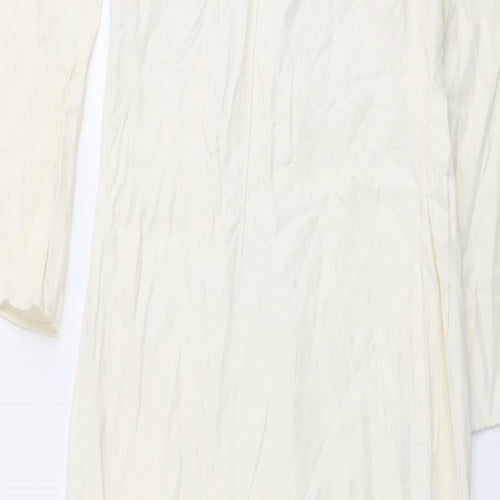 Zara Womens Beige Viscose A-Line Size XS Cowl Neck Zip