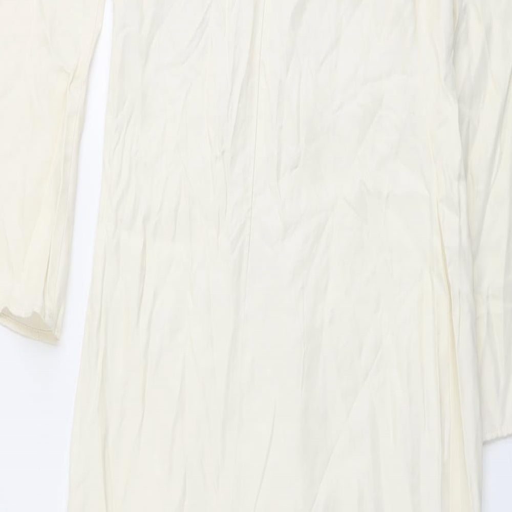 Zara Womens Beige Viscose A-Line Size XS Cowl Neck Zip