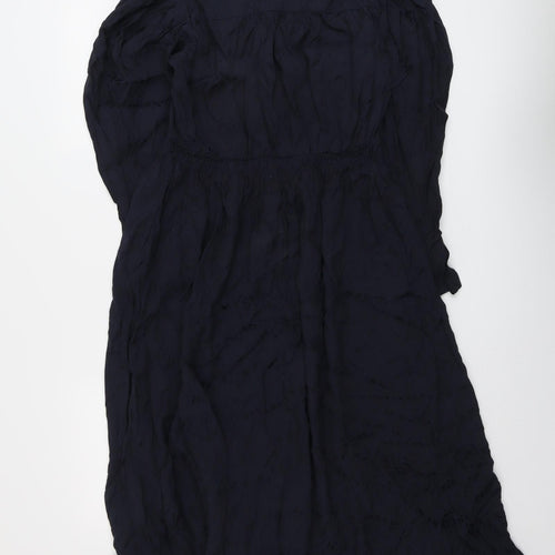 Marks and Spencer Womens Blue Polyester A-Line Size 10 V-Neck Zip