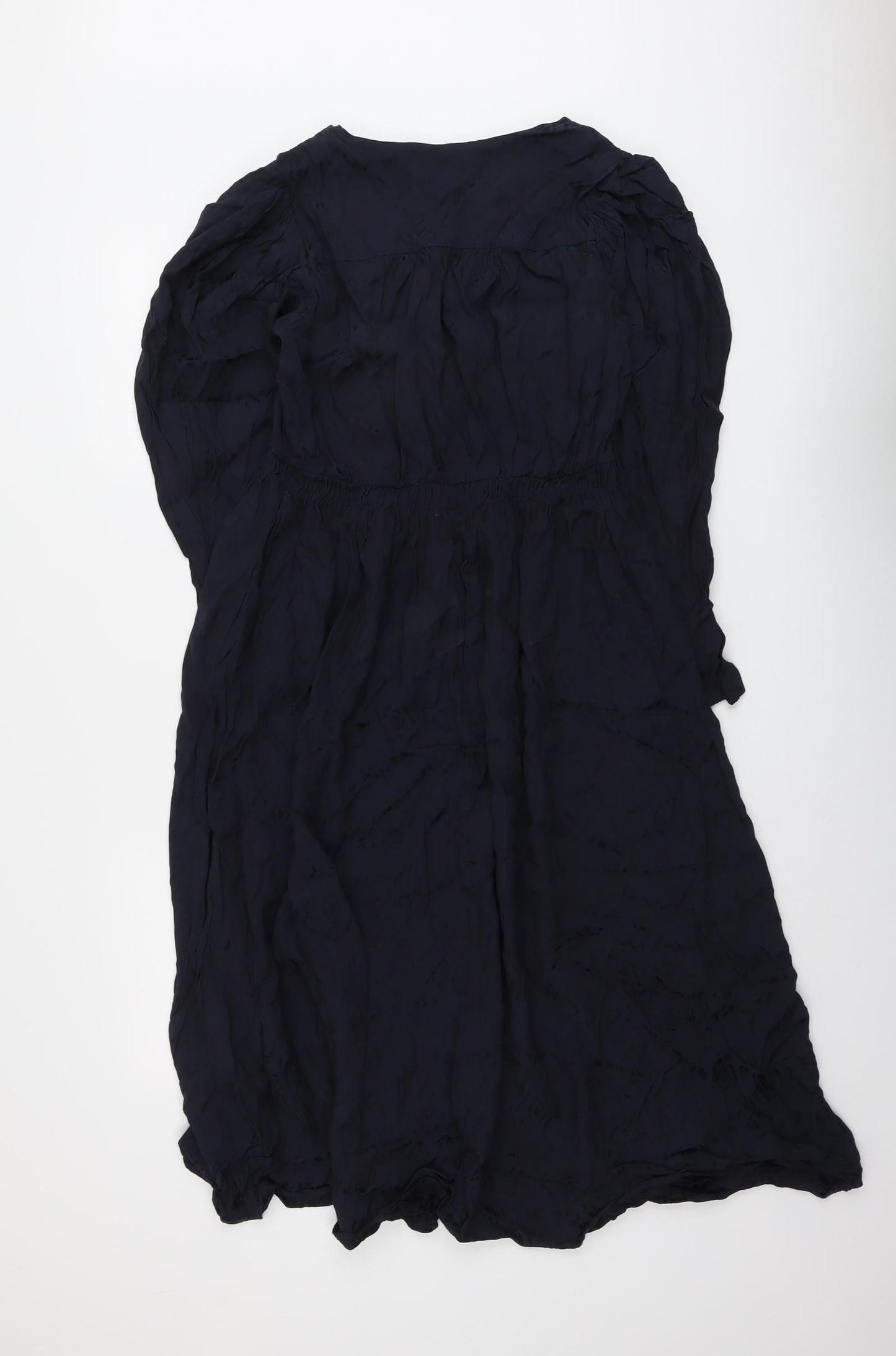 Marks and Spencer Womens Blue Polyester A-Line Size 10 V-Neck Zip