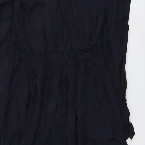 Marks and Spencer Womens Blue Polyester A-Line Size 10 V-Neck Zip