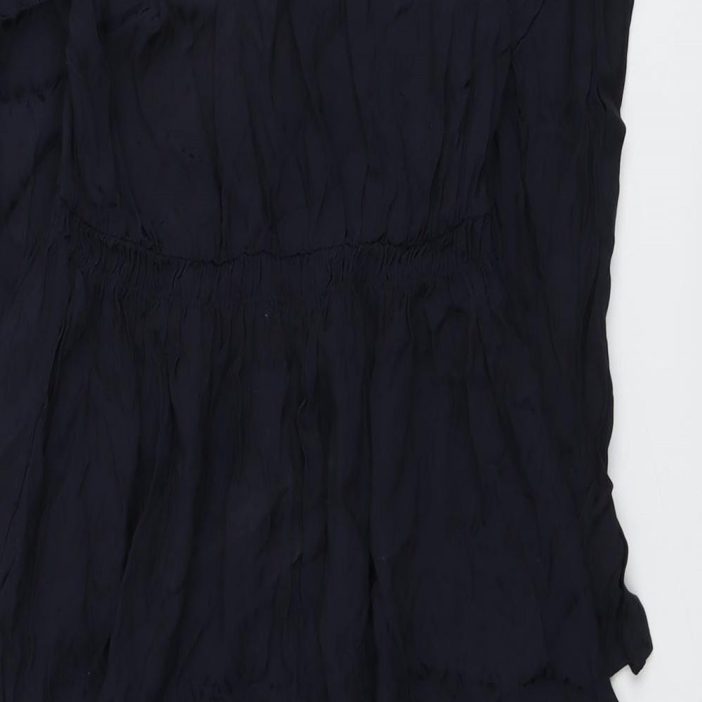 Marks and Spencer Womens Blue Polyester A-Line Size 10 V-Neck Zip