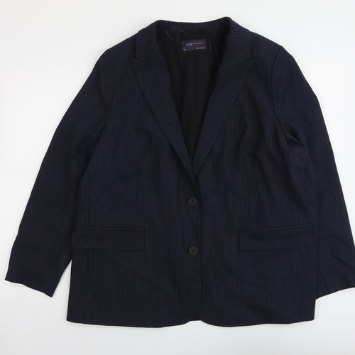Marks and Spencer Womens Blue Pinstripe Polyester Jacket Suit Jacket Size 20