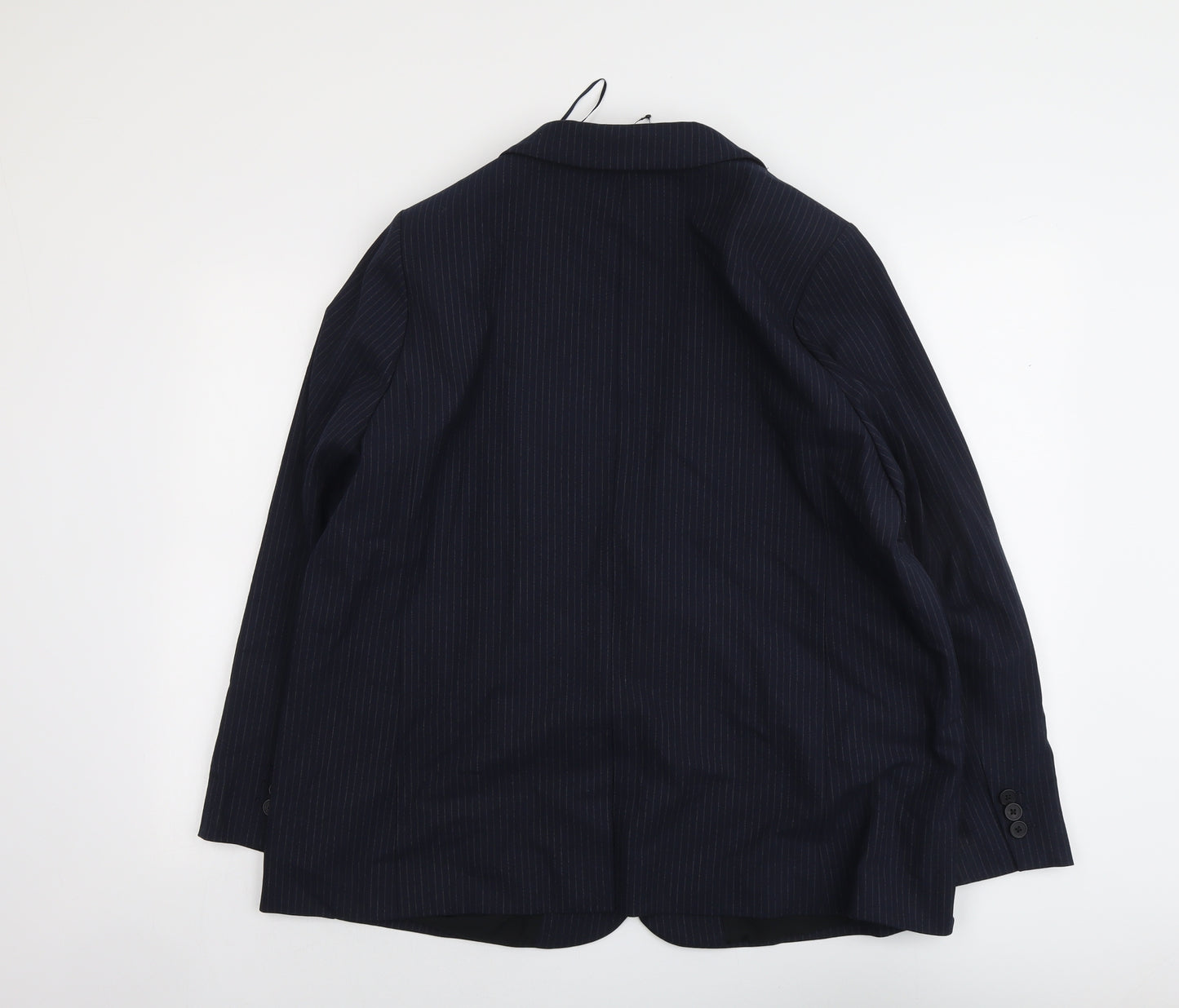 Marks and Spencer Womens Blue Pinstripe Polyester Jacket Suit Jacket Size 20