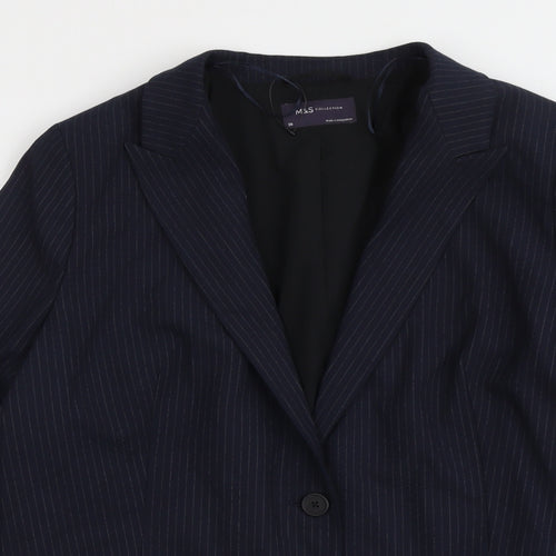 Marks and Spencer Womens Blue Pinstripe Polyester Jacket Suit Jacket Size 20