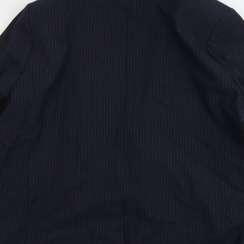 Marks and Spencer Womens Blue Pinstripe Polyester Jacket Suit Jacket Size 20