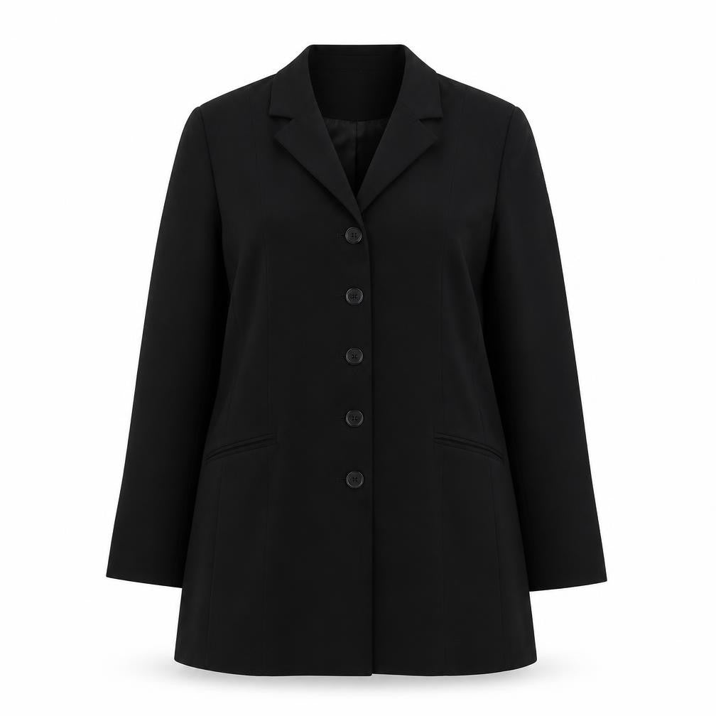 Front view of Bonmarché women’s black jacket, size UK 16, button