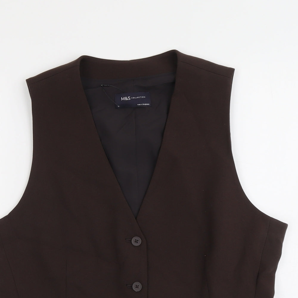 Marks and Spencer Womens Brown Polyester Jacket Suit Trousers Size 16