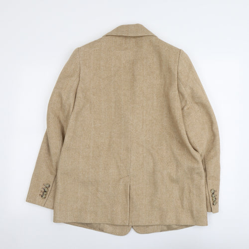 Marks and Spencer Womens Beige Geometric Jacket Blazer Size 12 Button
