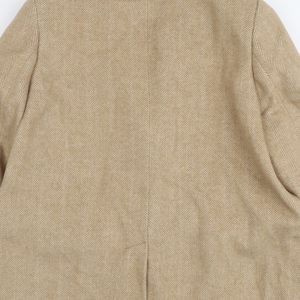 Marks and Spencer Womens Beige Geometric Jacket Blazer Size 12 Button