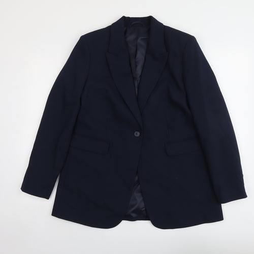Marks and Spencer Womens Blue Polyester Jacket Suit Jacket Size 14