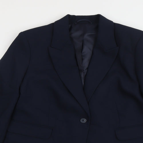 Marks and Spencer Womens Blue Polyester Jacket Suit Jacket Size 14
