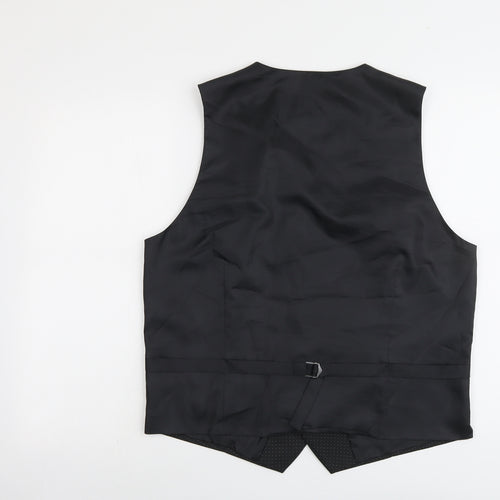 Marks and Spencer Mens Black Geometric Polyester Jacket Suit Waistcoat Size 38 Regular