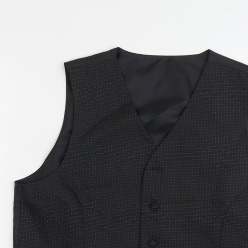Marks and Spencer Mens Black Geometric Polyester Jacket Suit Waistcoat Size 38 Regular