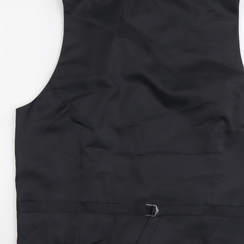Marks and Spencer Mens Black Geometric Polyester Jacket Suit Waistcoat Size 38 Regular