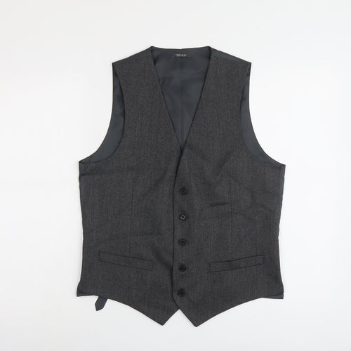 Marks and Spencer Mens Grey Polyester Jacket Suit Waistcoat Size 38 Regular