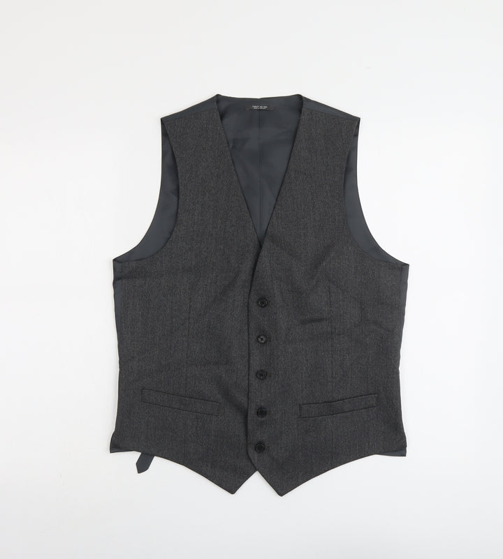 Marks and Spencer Mens Grey Polyester Jacket Suit Waistcoat Size 38 Regular
