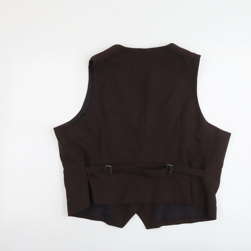 Marks and Spencer Womens Brown Polyester Jacket Suit Waistcoat Size 20