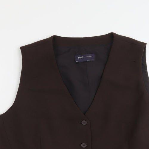 Marks and Spencer Womens Brown Polyester Jacket Suit Waistcoat Size 20