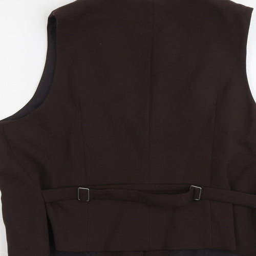 Marks and Spencer Womens Brown Polyester Jacket Suit Waistcoat Size 20