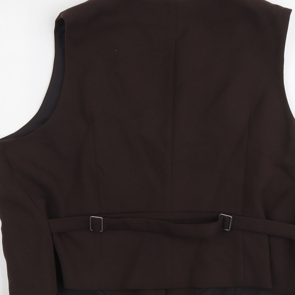 Marks and Spencer Womens Brown Polyester Jacket Suit Waistcoat Size 20