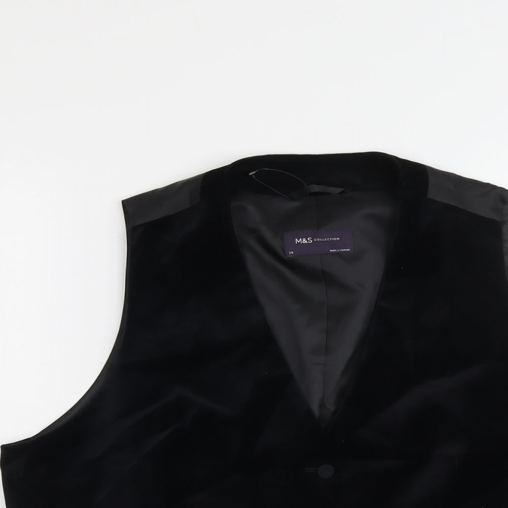 Marks and Spencer Womens Black Cotton Jacket Suit Waistcoat Size 20