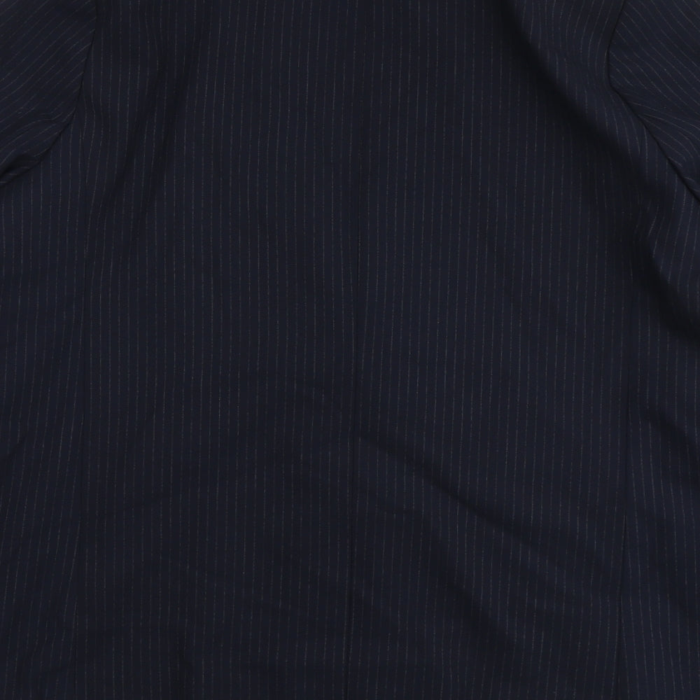 Marks and Spencer Womens Blue Pinstripe Polyester Jacket Suit Jacket Size 18