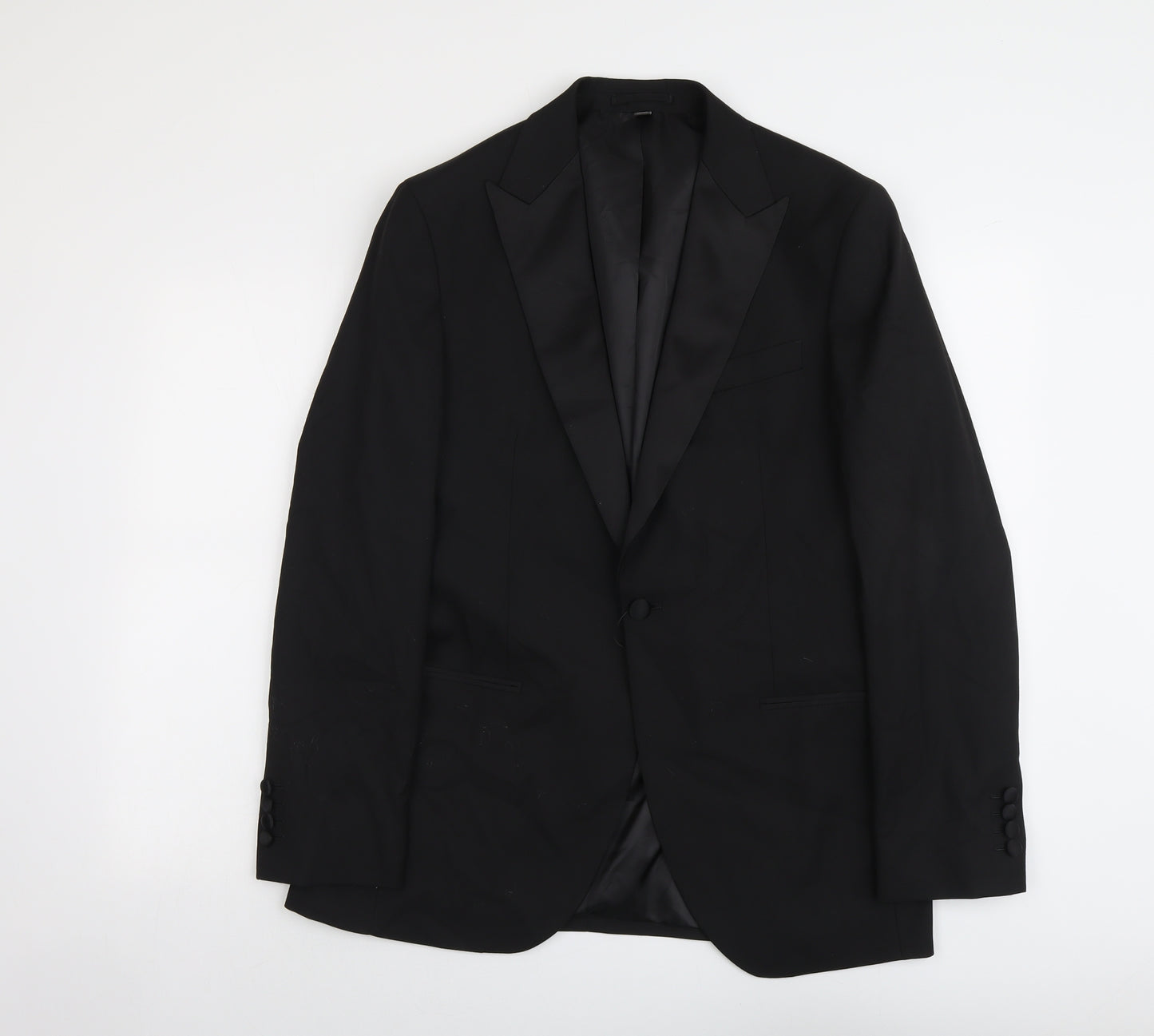 Marks and Spencer Mens Black Polyester Tuxedo Suit Jacket Size 40 Regular