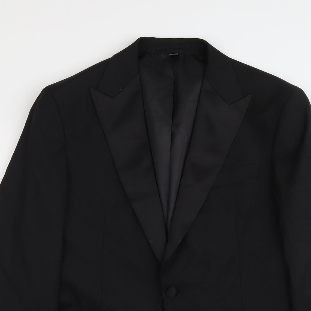 Marks and Spencer Mens Black Polyester Tuxedo Suit Jacket Size 40 Regular