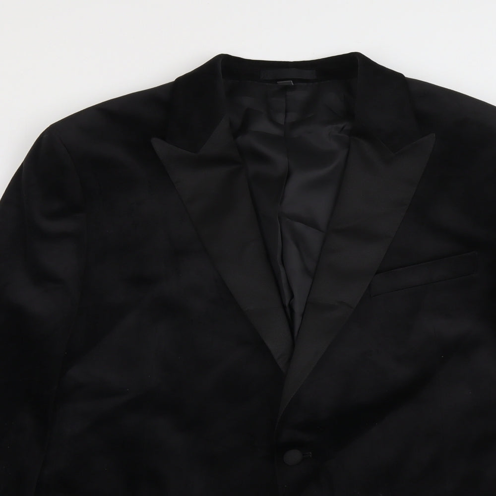 Marks and Spencer Mens Black Polyester Tuxedo Suit Jacket Size 46 Regular