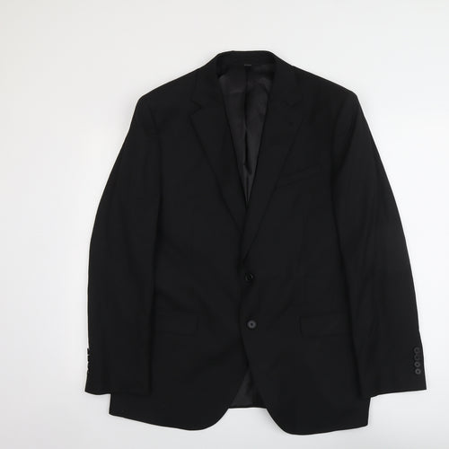 Marks and Spencer Mens Black Polyester Jacket Suit Jacket Size 42 Regular