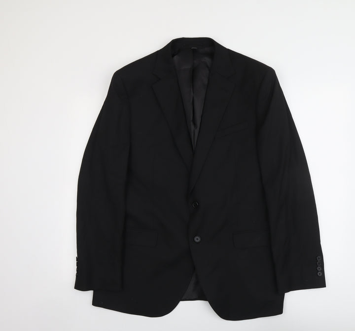 Marks and Spencer Mens Black Polyester Jacket Suit Jacket Size 42 Regular