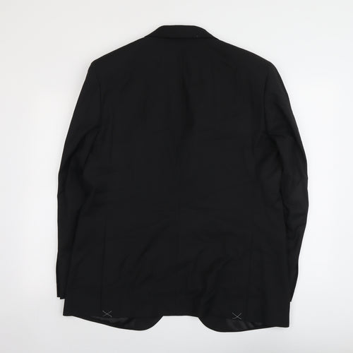 Marks and Spencer Mens Black Polyester Jacket Suit Jacket Size 42 Regular