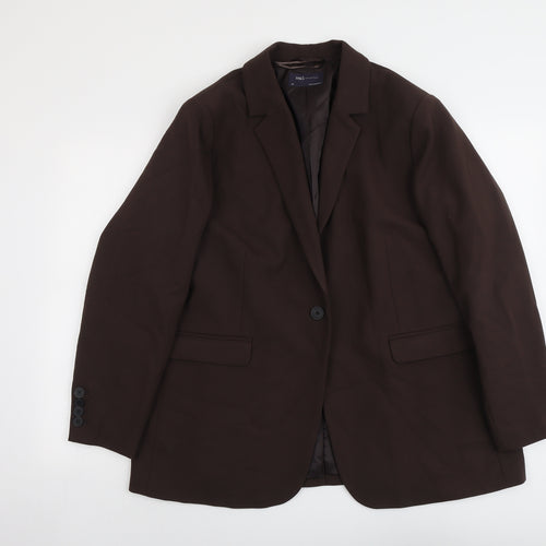 Marks and Spencer Womens Brown Polyester Jacket Suit Jacket Size 22