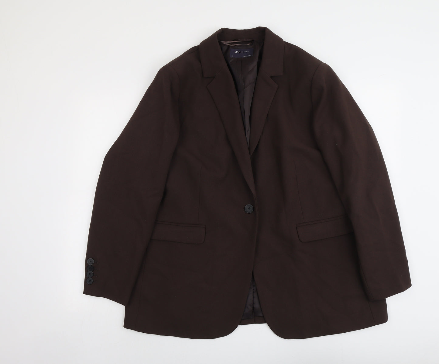 Marks and Spencer Womens Brown Polyester Jacket Suit Jacket Size 22
