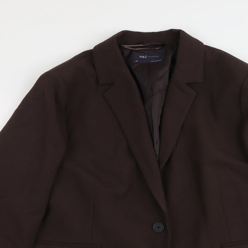 Marks and Spencer Womens Brown Polyester Jacket Suit Jacket Size 22