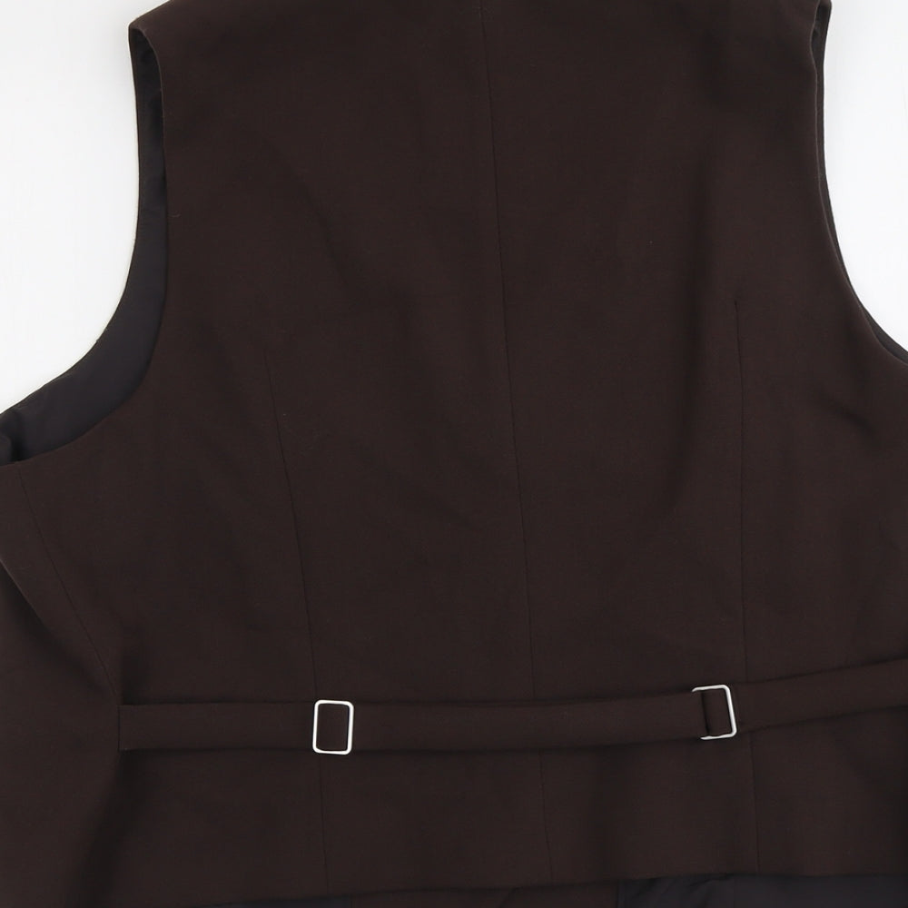 Marks and Spencer Womens Brown Polyester Jacket Suit Waistcoat Size 22