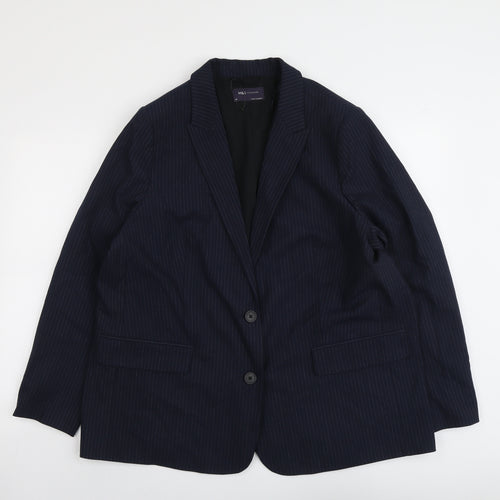 Marks and Spencer Womens Blue Pinstripe Polyester Jacket Suit Jacket Size 20