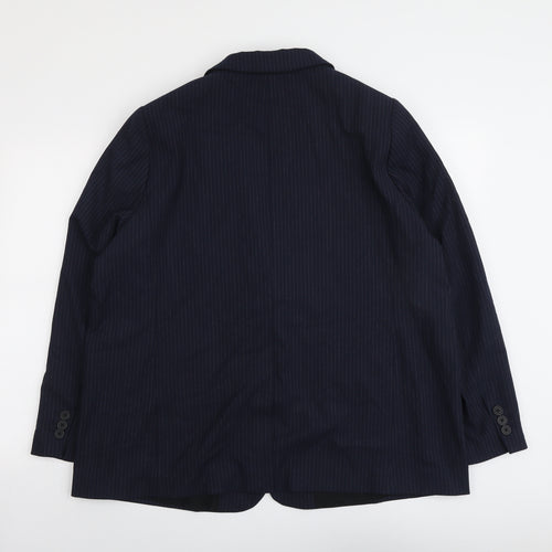 Marks and Spencer Womens Blue Pinstripe Polyester Jacket Suit Jacket Size 20