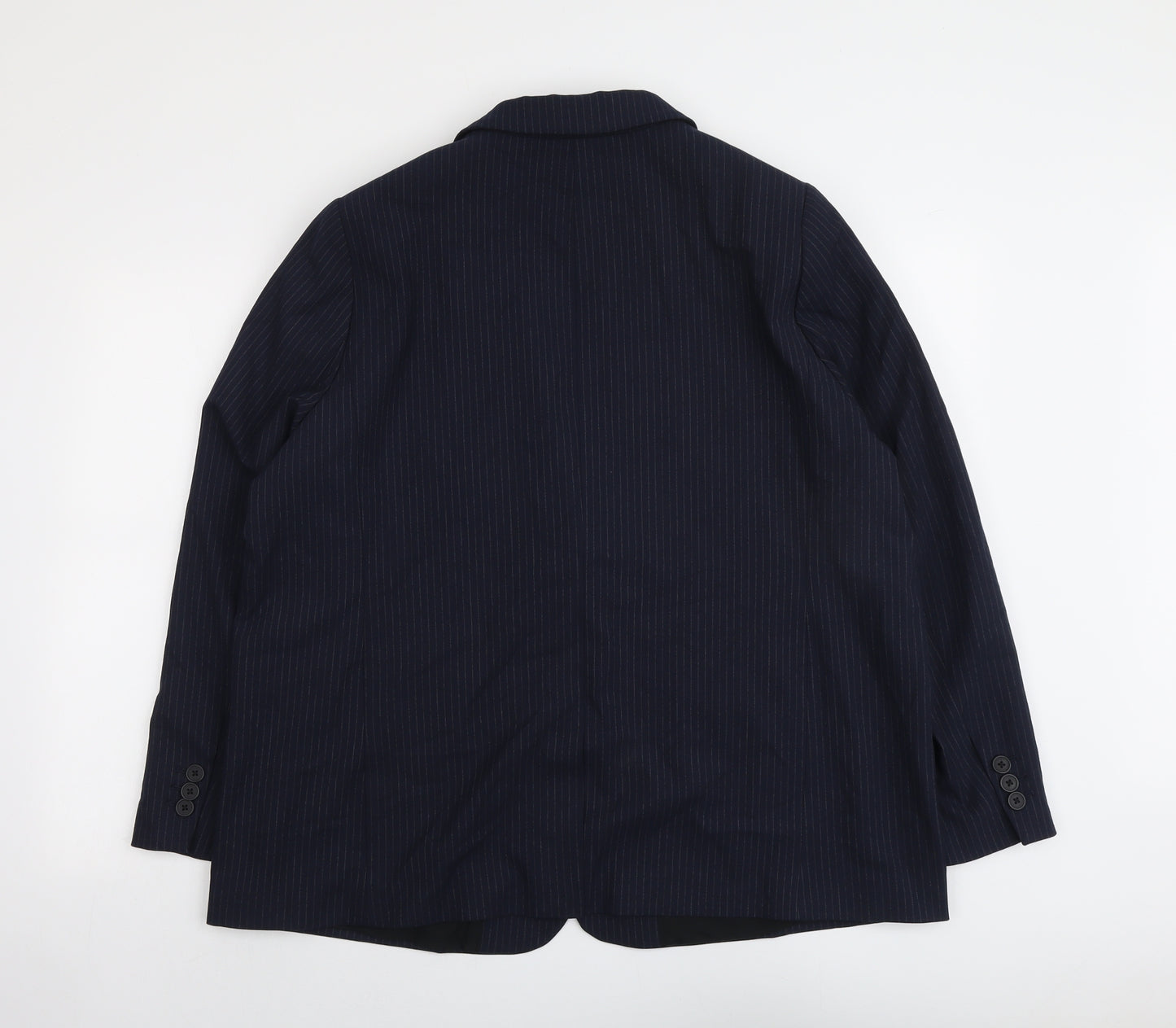 Marks and Spencer Womens Blue Pinstripe Polyester Jacket Suit Jacket Size 20