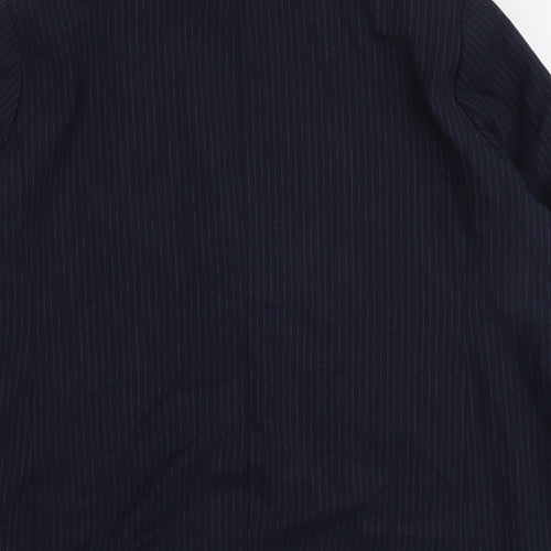 Marks and Spencer Womens Blue Pinstripe Polyester Jacket Suit Jacket Size 20