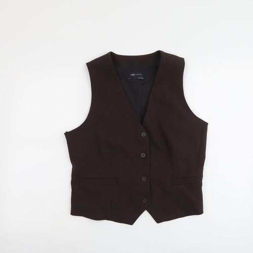 Marks and Spencer Womens Brown Polyester Jacket Suit Waistcoat Size 16