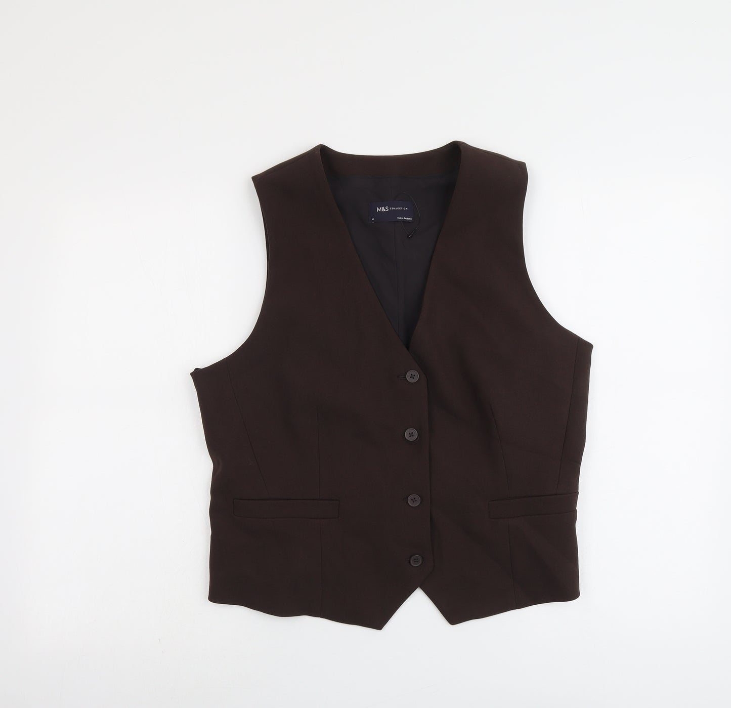 Marks and Spencer Womens Brown Polyester Jacket Suit Waistcoat Size 16