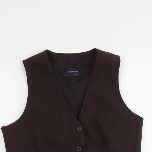 Marks and Spencer Womens Brown Polyester Jacket Suit Waistcoat Size 16