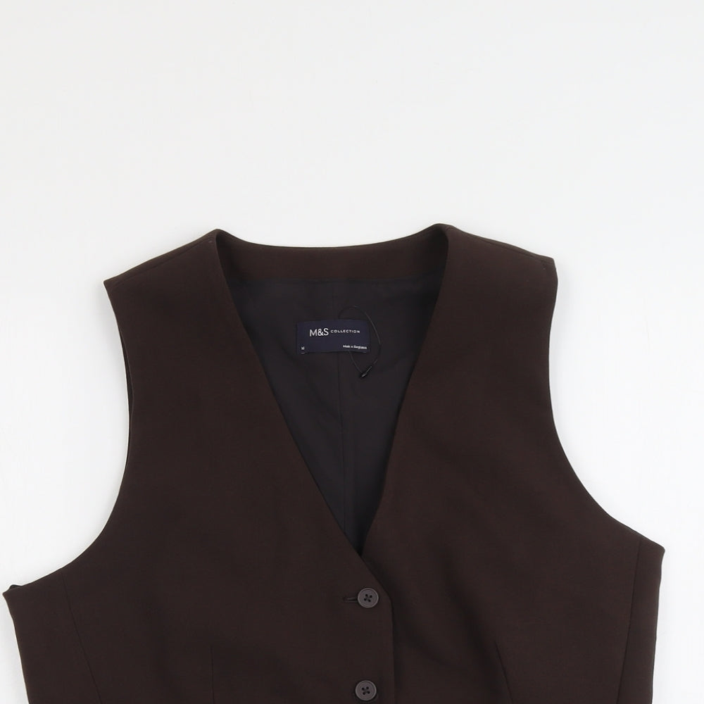 Marks and Spencer Womens Brown Polyester Jacket Suit Waistcoat Size 16
