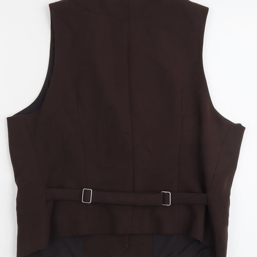 Marks and Spencer Womens Brown Polyester Jacket Suit Waistcoat Size 16