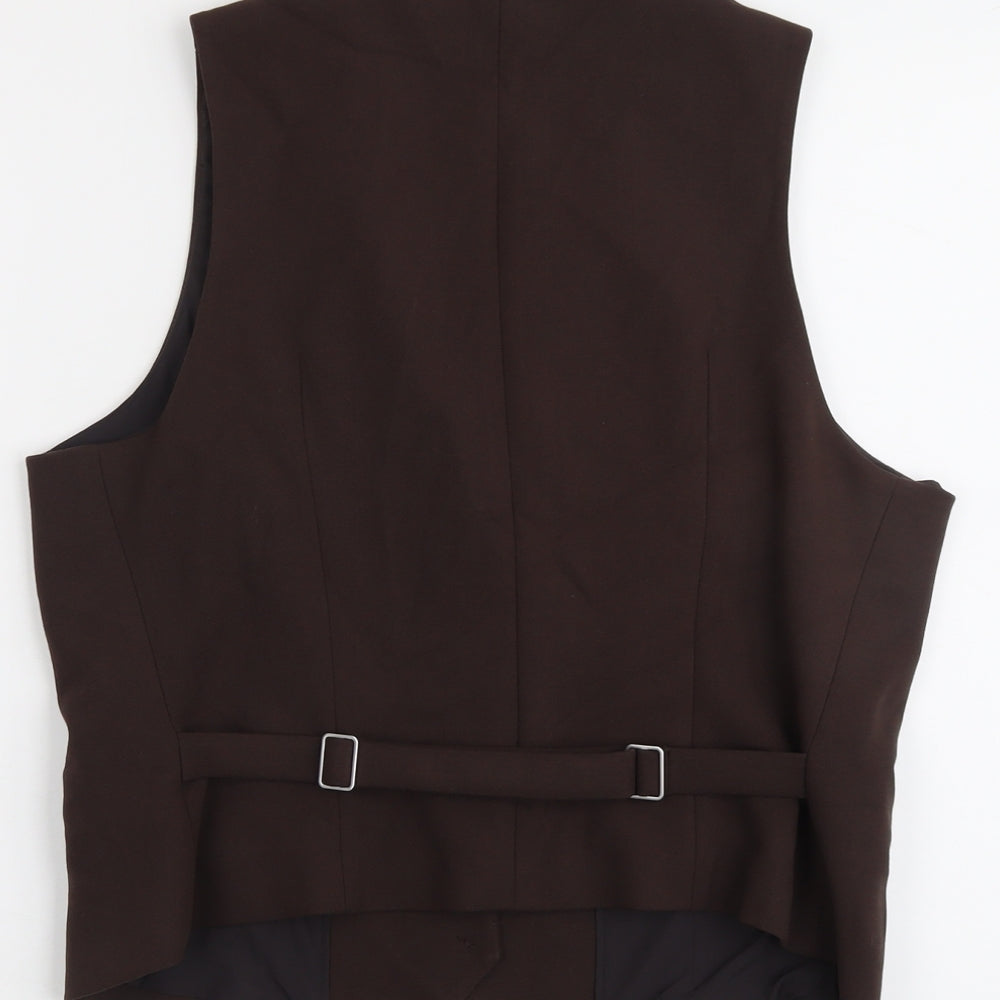 Marks and Spencer Womens Brown Polyester Jacket Suit Waistcoat Size 16